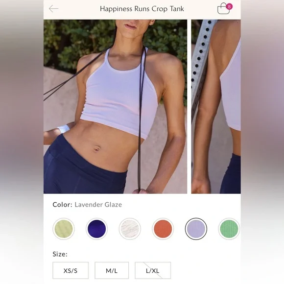 NWOT Free People FP Movement Happiness Runs Crop Tank lavender glaze XS/S - Picture 6 of 9